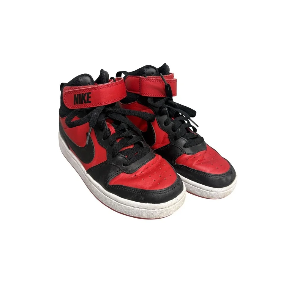 Nike Court Borough Mid 2 Shoes Youth Size 5.5Y Red Black Sneakers CD7782-602